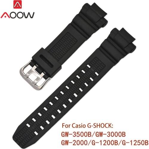 Black Silicone Watchband for Casio G-SHOCK GW-3500B GW-3000B GW-2000 G-1200B G-1250B Men Sport Band Strap Watch Accessories