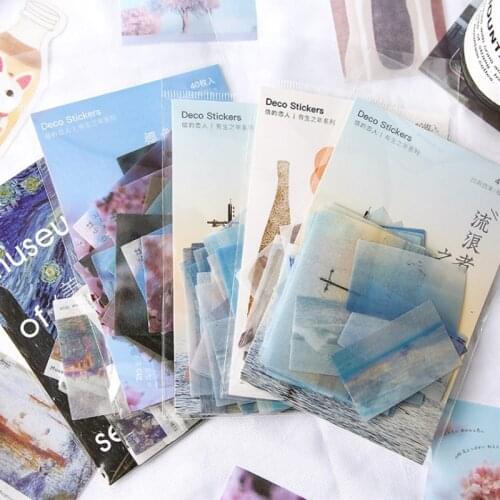 40pcs/pack Creative Journal Decorative Sticker Label Diary Stationary Japanese Deco Photograph Album Sticker Flakes Scrapbooking