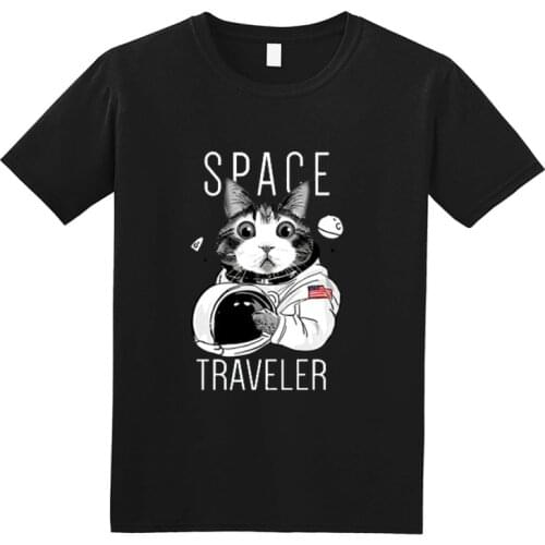 Aesthetic Hipster Tshirts for Men Galaxy Space Cat Funny New T Shirt Cotton Short Sleeve Clothing 3D Streetwear Camisa