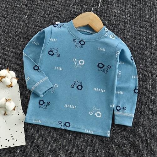 ZWF729 T-Shirt Boys Clothing Kids Girls Baby Tops Cotton Outwear The Letter Long Sleeves Children Clothes Toddler Infant Tee