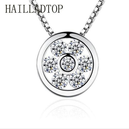 HAILLADTOP Clear & Purple CZ Stone Round Eternal Heart Silver Necklace Pendant Womens Fashion Silver Color Jewelry Top Quality