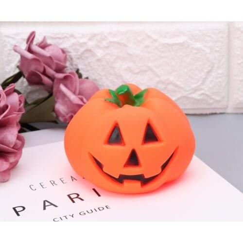 Pet Dog Squeak Chew Toys Puppy Funny Pumpkin Design Sound Toy For Halloween Soft Plastic No Toxin and Eco-friendly