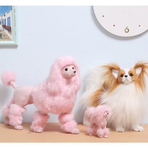 Simulation Plush Poodle Dog Toy Stuffed Animal Dolls Cute Kids Birthday Gift Home Decor Craft Ornaments