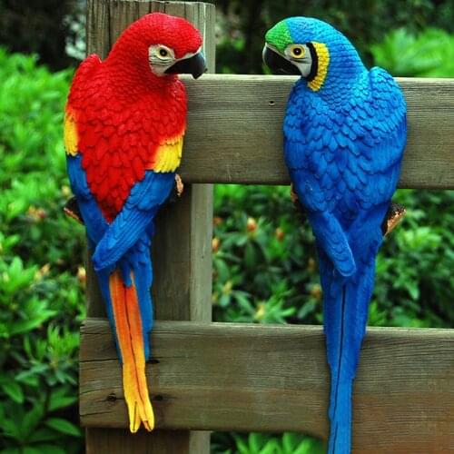 Simulation Parrot Crafts Ornaments Wall Animal Pendant European-style Pastoral Home Decoration Garden Landscaping Sculpture