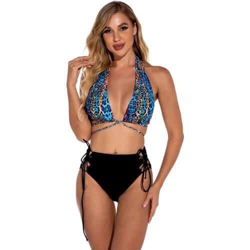 High Waist Bikini Set Mujer Push Up Bandage Bikini Swimwear Women Floral Two Pieces Swimsuit Strappy biquini traje de baño