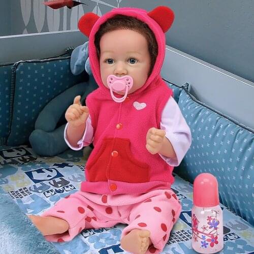 60cm Full Silicone Reborn Doll Red Clothing Alive Toddler Realistic Lifelike Real Girl Baby Doll For Kids Birthday Christmas Toy