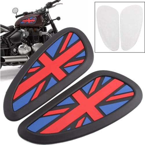 Motorcycle Universal Retro Cafe Racer Gas Fuel tank Pad Rubber Sticker Protector Knee Grip Decal Rubber UK Flag Logo
