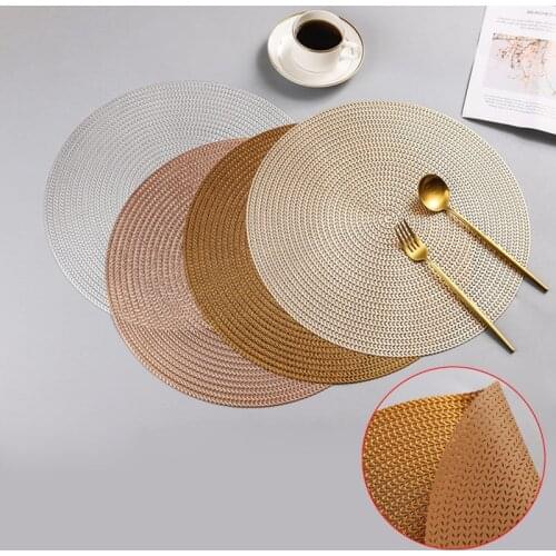 6/4/2Pc PVC Placemats Set 38CM Round Heat Insulation Table Mat For Steak Plate Dining Table Mats Kitchen Accessories Hotel Decor