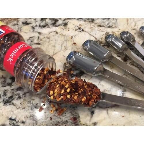 New Arrive 6 pcs/set Narrow Stainless Steel Measuring Spoons Good for scooping into jars Chef Quality Commercial Durability