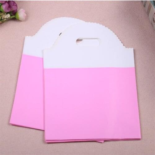 New Design Wholesale 100pcs/lot 19*25cm Pink Luxury Clothing Packaging With Handles Simple Style Shopping Plastic Bags
