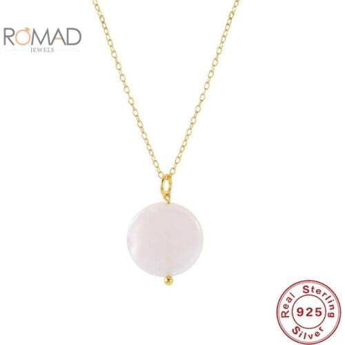 ROMAD Long Chain Gold Necklace For Women 925 Sterling Silver White Shell Necklace Women Gold Jewelry Collares Bijoux Femme