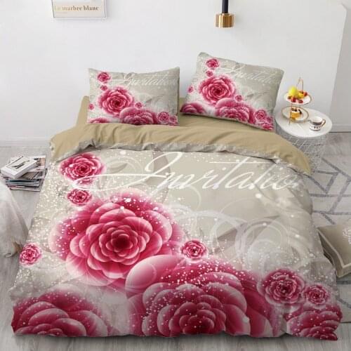 Simple Plant Flower Bedding Sets 3D Valentines Day Duvet Quilt Cover Set Comforter Bed Linen Pillowcase Luxury Home Texitle