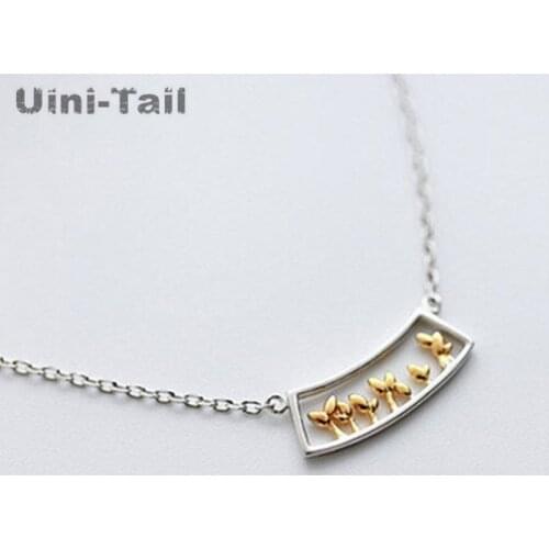 Uini-Tail hot new 925 sterling silver window plant grass necklace sweet fresh literary clavicle chain female wholesale