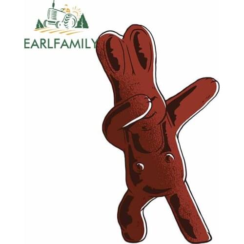 EARLFAMILY 13cm x 7.4cm For Chocolate Easter Bunny Car Stickers Waterproof Decal Vinyl Material Windshield Scratch-Proof