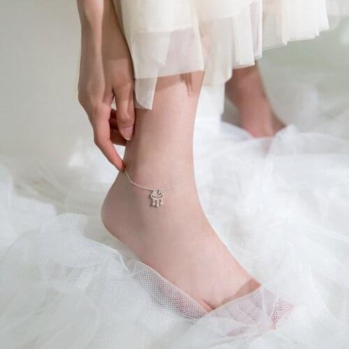 Modian New Real 925 Sterling Silver Light Beads Hollow Out Long Life Lock Anklet for Women Fashion Bracelet Ankle Fine Jewelry