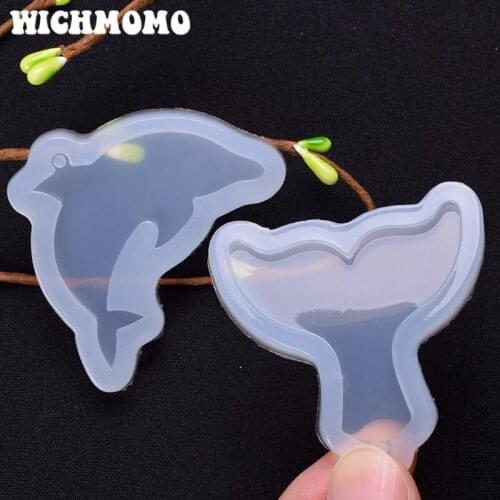 New 1PCS Dolphins Fishtail Craft DIY Transparent UV Resin Liquid Silicone Combination Molds for Necklace Earring Making Jewelry
