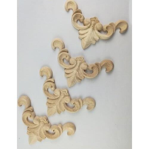 1PC Vintage Woodcarving Decal Corner Applique Frame for Home Furniture Wall Door Cabinet Decor Decorative Figurines 8*8CM 0.8CM