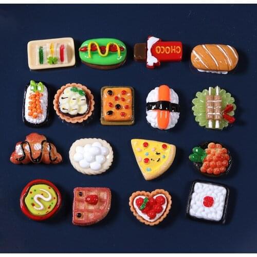20Pcs Japanese Mini Cute Food Sushi pizza Flat back Resin Cabochon Scrapbooking Hair Bows Accessories DIY Phone Decor Doll house