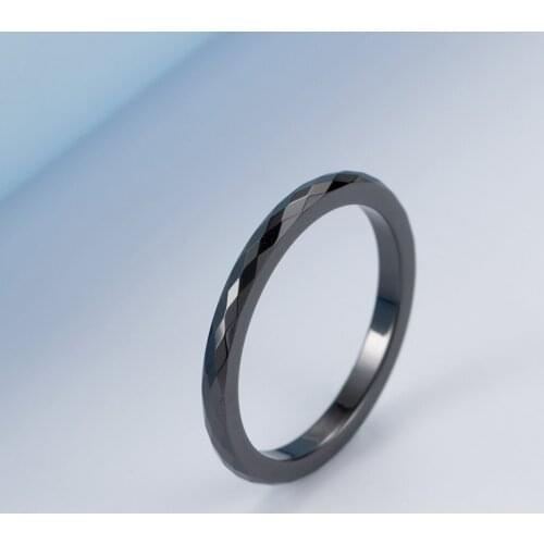 2021 Hot New Offer Ceramic Geometric Rhombus Pavement Finger Rings Women Girls Pink Black Color Stainless Steel Gotico Elegant