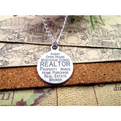 3pcs/lot Fashion stainless steel necklace "REALTOR" Charms Pendant necklace jewelry Gift more style for choosing