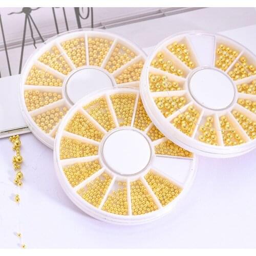 3D Gold Metal Nail Art Beads 0.8-3mm Caviar Bead Stainless Steel Beads Nail Art Gems Jewelry Decorations Manicure DIY Tips