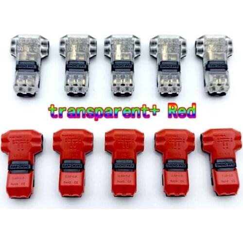 5PCS T type 1pin/2pin Scotch Lock Quick Splice Wire Connectors for Terminals Crimp Electrical Car Audio 24-18AWG Wire Set