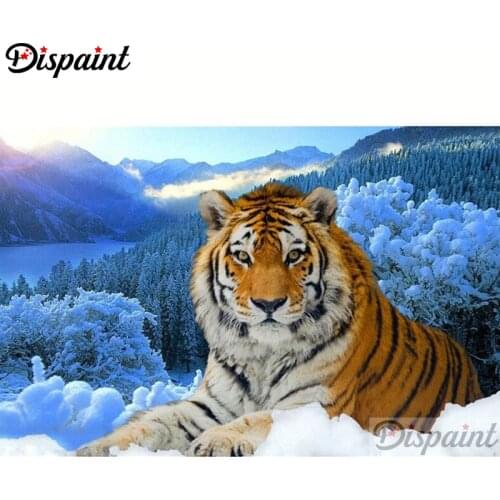 Dispaint Full Square/Round Drill 5D DIY Diamond Painting "Animal tiger scenery"3D Embroidery Cross Stitch Home Decor Gift A12056
