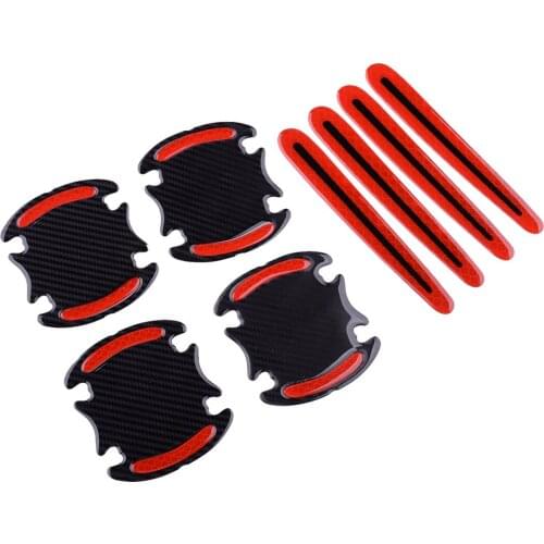 CITALL Universal 8Pcs 3D Red Anti Scratch Strips Car Door Handle & Bowl Protective Film Reflective Sticker