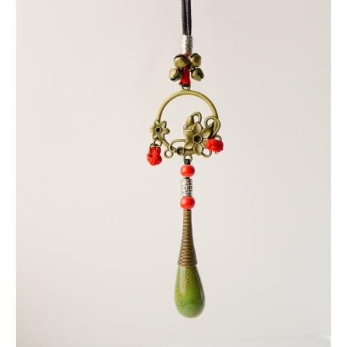 Jingdezhen Ceramic Jewelry Flower Long Rope Ceramic Beads pendant Necklaces Handmade DIY fashion Necklace for women #EY105