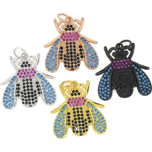 Dankaishi Fashion Famous Brand Bee Charm for Bracelet Making Full with Rhinestone and Crystal Snap Buttons DIY Simple Sweet