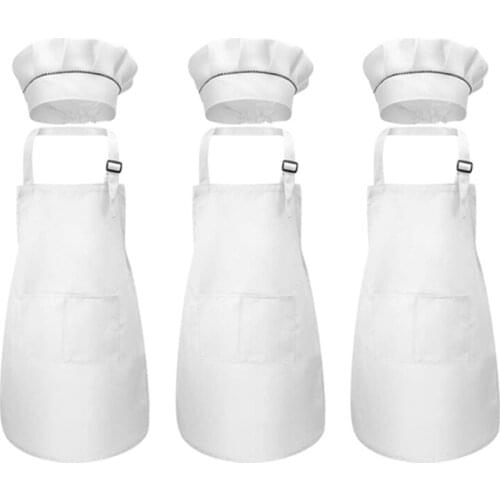 6-Piece Childrens Apron and Chef Hat Set Adjustable Childrens Kitchen Apron for Cooking and Painting Retail