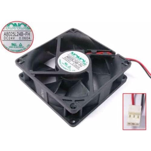 NONOISE A8025L24B-FH DC 24V 0.06A 80x80x25mm 2-Wire Server Cooling Fan