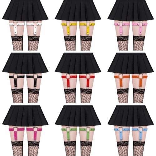 Elasticity Harajuku Bondage Belts Women Punk Heart Sexy PU Leather Garter Belt Body Harness Tight Suspender Strap Leg Harness