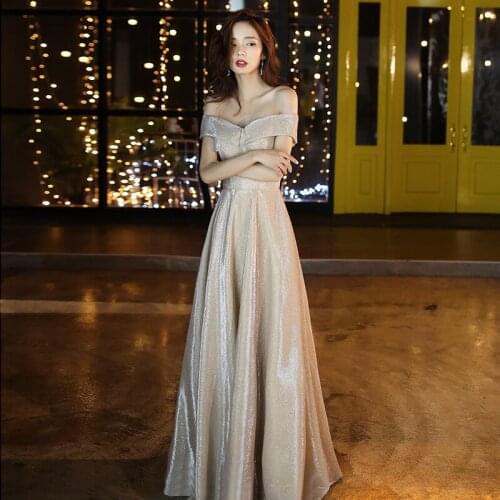 Elegant Off-shoulder Backless Lacing Up Evening Dresses Women Sexy Formal A-line Banquet Gowns Qipao Vestidos