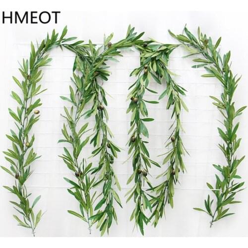 1.8m Olive Leaf Garland Artificial Green Plants Rattan Ceiling Wall Hanging Plants Vine Wedding Flower Arrangement Home Decor