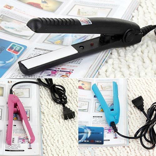 Hot US Plug Mini Travel Ceramic Hair Crimper Curl Straightener Flats Iron Perm Splint