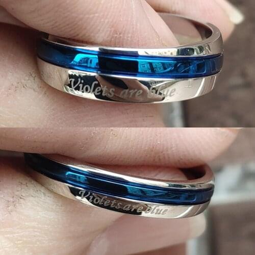 Classic Bule Pattern Love Rings Stainless Steel Wedding Rings Engagement Ring for Women Men Lover Anniversary Jewelry Gift