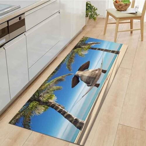 Elephant Pattern Kitchen Carpet Home Entrance Doormat Surreal Style Soft Living Room Balcony Decoration Rug Non-Slip Bath Mat