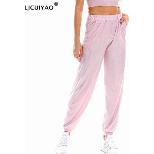 LJCUIYAO Gray Sweatpants Pants Women New Casual Long Pants Slim High Elastic Waist Pocket Ankle Length Pants Female Sports Pant