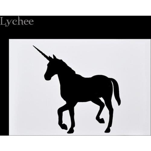 Lychee Scrapbooking Tool Card DIY Album Masking Spray Painted Template Drawing Stencils Laser Cut Templates Embossing Unicorn