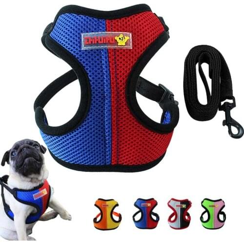 Small Medium Dog Adjustable Soft Breathable Dog Cat Control dog Harness Nylon Mesh Vest harness for Pet puppy collar Chest Strap