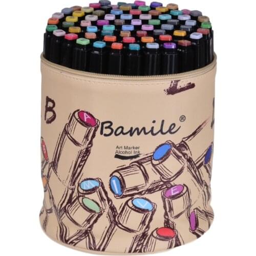 Bamile 30/40/60/80 Color Markers Manga Drawing Markers Pen Alcohol Based Sketch Felt-Tip Oily Twin Brush Pen Art Supplies