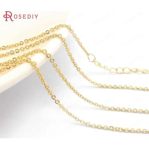 40517)4PCS Full length 45.5CM 24K Gold Color Copper Necklaces Finished Chains Jewelry Making Supplies Diy Findings Accessories