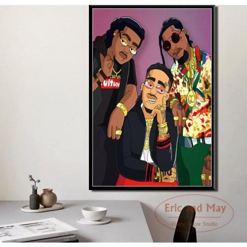 Migos Trap Rap Star Hip Hop Rapper Posters And Prints Canvas Painting Wall Pictures For Living Room Decoration Home Decor Quadro