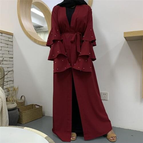 Ruffles Dubai Abaya Hijab Muslim Abayas Islam Clothing African Dresses Womens Robe Musulman De Mode Djellaba Femme F2694