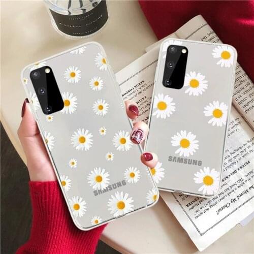 Soft Silicone Phone Case For Samsung Galaxy Cases Note 10 Pro 9 8 J6 2018 S10 9 Plus Floral Daisy Cute Cover For Samsung A50 70