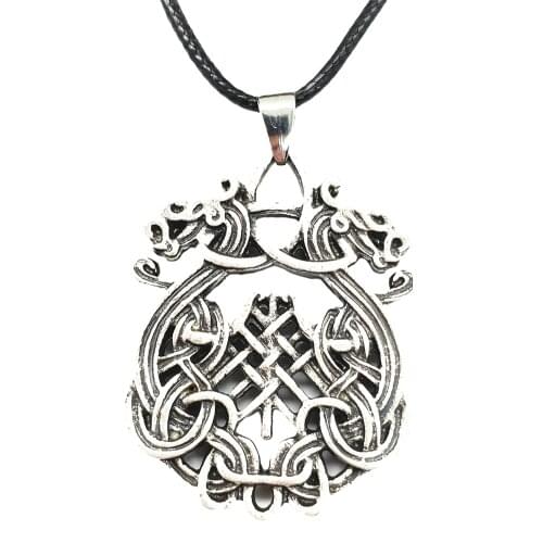 Double Dragons Connected With Trinity Symbol Viking Dragon Ship Pendants Necklaces