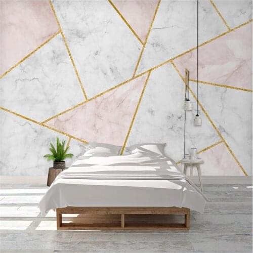 Custom 3D 8D wallpaper mural abstract geometric marble pattern golden lines bedroom sofa TV background wall