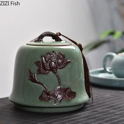 Portable Travel Sealed Tea Box Ceramic Pu'er Jar Storage Tank Japanese Style Home Kitchen Tea Coffee Candy Storage Container