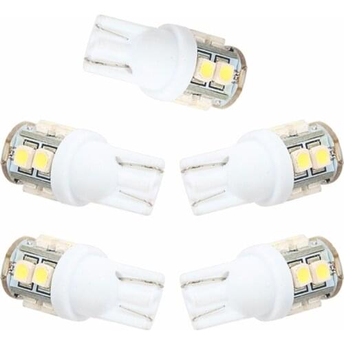 POSSBAY 5 Pieces 10SMD 1210 194 168 192 w5w SMD Dome Index Car LED Lamp Bulbs Wedge White Light DC12V Auto Signal Stop Light